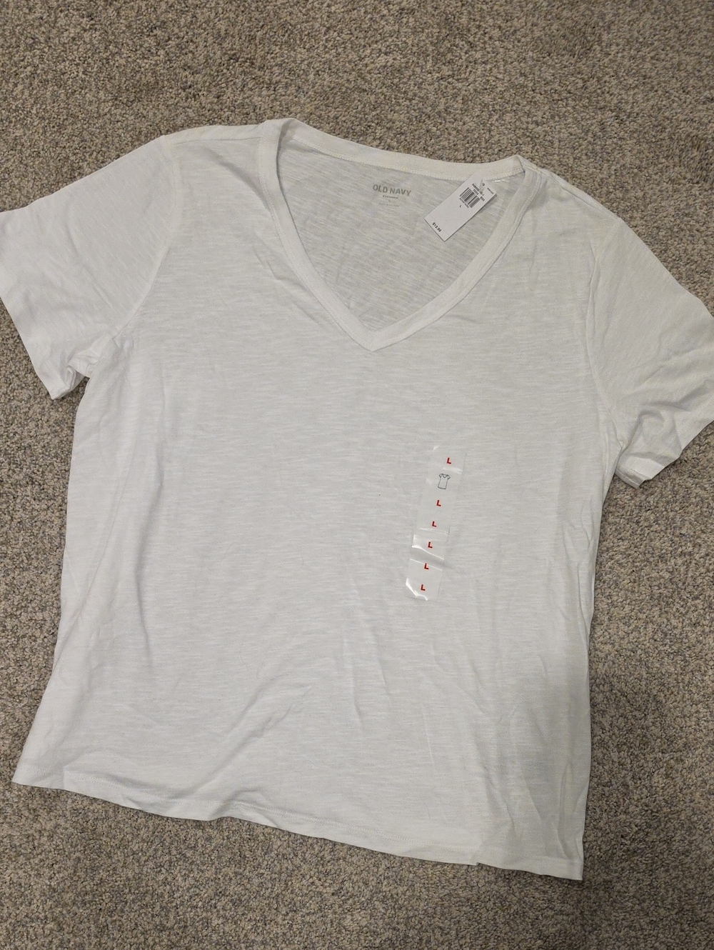 Old Navy Women's Light White V-Neck Short Sleeve Tee
